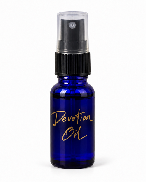 Devotion Oil - 15 mL blue spray bottle with gold lettering