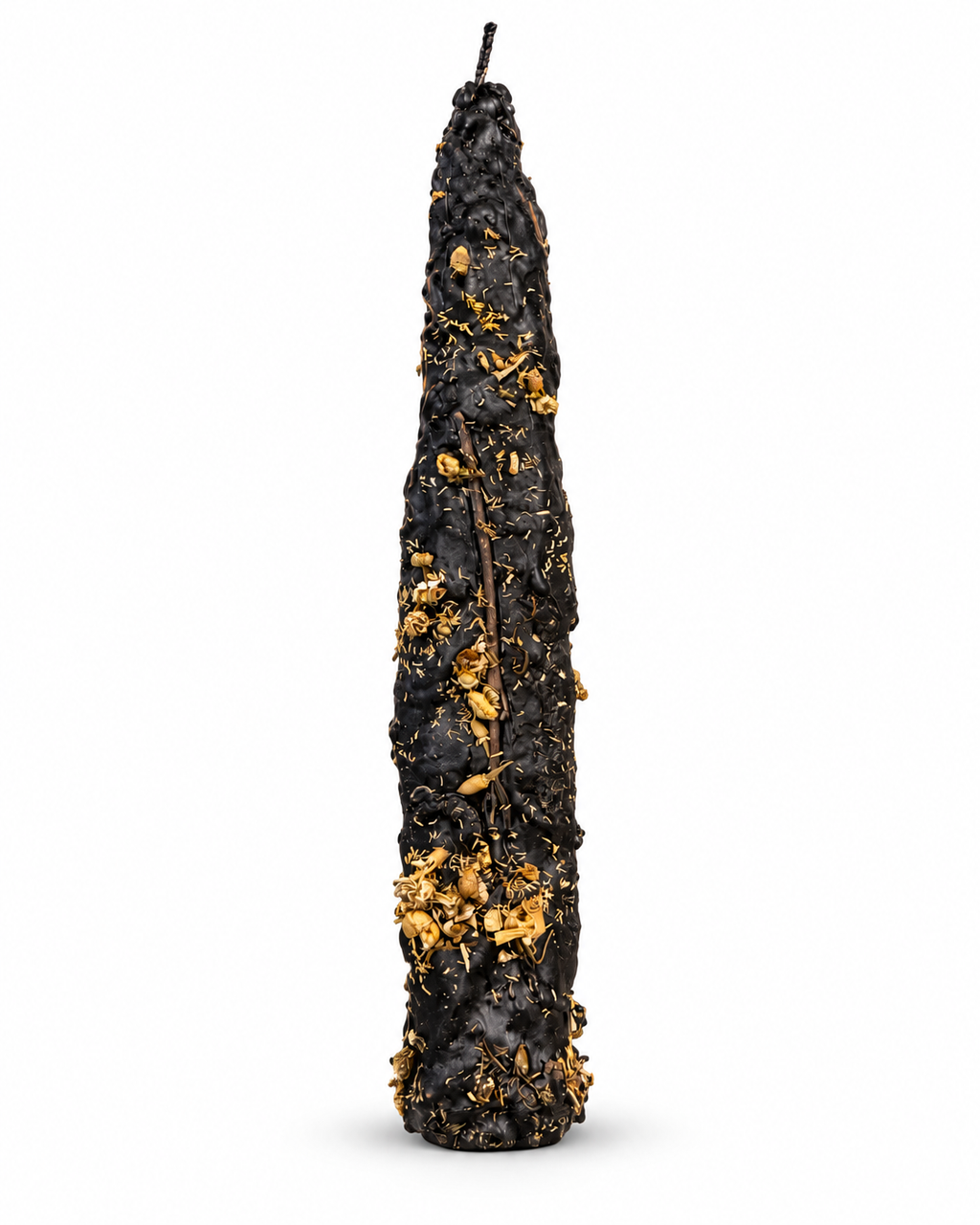 Love Spell Candle - hand-dipped beeswax candle with rose petals, chamomile, and kunzite