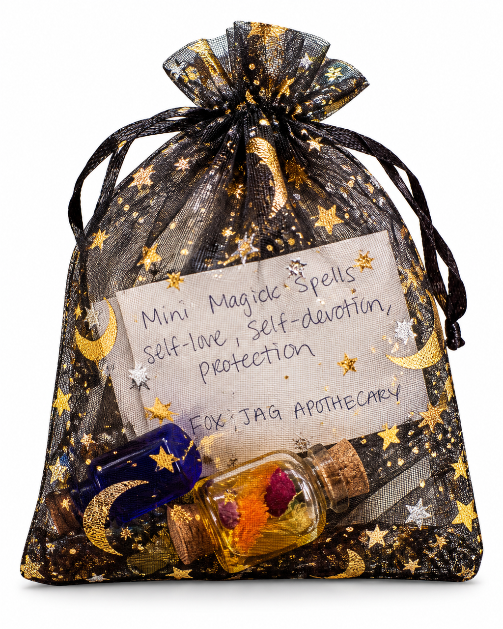 Mini Magick Spells - organza bag with spell card and bottles